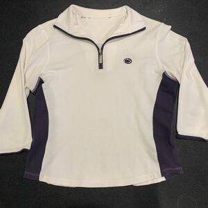 White and Navy Quarter-Zip Pullover